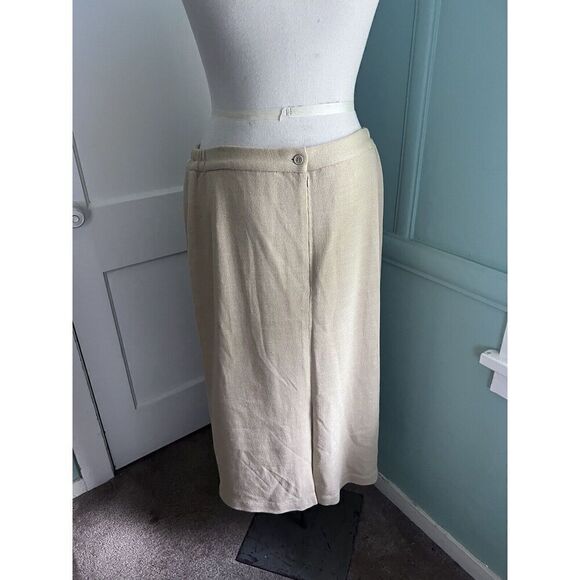 Liorah Womens 18W Champagne Gold Midi Skirt Beaded Jacket Embellished Church - Picture 12 of 12